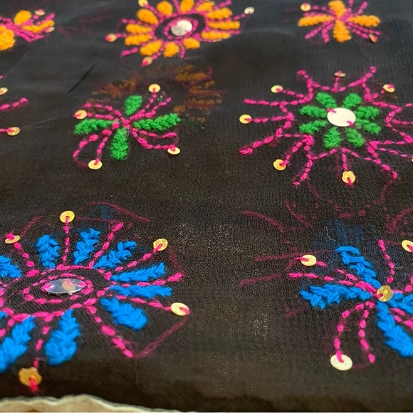 Anthropologie Raj Women’s Silk Infinity Scarf Embroidered Sequin Colorful New - Picture 6 of 11